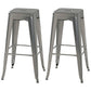 Industrial Style Armless Barstool Iron Frame Counter Stools for Coffee Shop Silver Backless 2 Piece Set Clearhalo 'Bar Furniture' 'Bar Stools' 'bar_stools' 'furn' 'furn_bar_stools' 'furniture_bar_stools' 'Kitchen & Dining Furniture' 'kitchen&dining_furn' 'kitchen' 'kitchen_furn' Furniture' 4321578