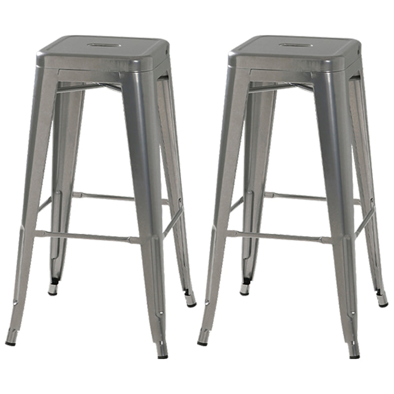 Industrial Style Armless Barstool Iron Frame Counter Stools for Coffee Shop Silver Backless 2 Piece Set Clearhalo 'Bar Furniture' 'Bar Stools' 'bar_stools' 'furn' 'furn_bar_stools' 'furniture_bar_stools' 'Kitchen & Dining Furniture' 'kitchen&dining_furn' 'kitchen' 'kitchen_furn' Furniture' 4321578