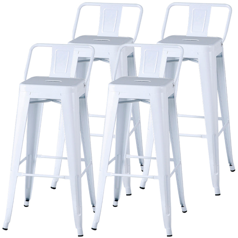 Industrial Style Armless Barstool Iron Frame Counter Stools for Coffee Shop White With Back 4 Piece Set Clearhalo 'Bar Furniture' 'Bar Stools' 'bar_stools' 'furn' 'furn_bar_stools' 'furniture_bar_stools' 'Kitchen & Dining Furniture' 'kitchen&dining_furn' 'kitchen' 'kitchen_furn' Furniture' 4321579