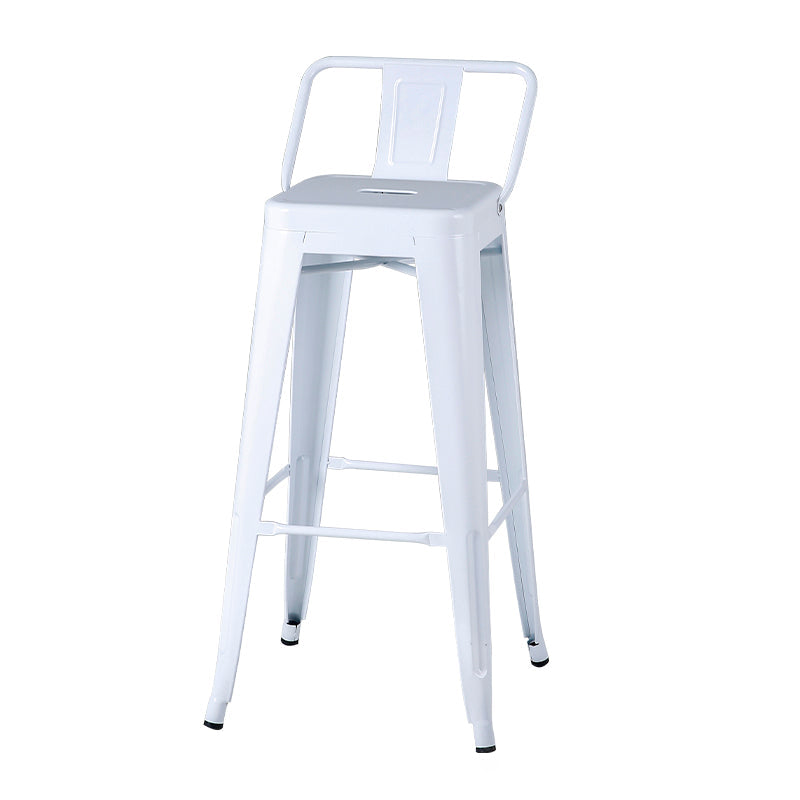 Industrial Style Armless Barstool Iron Frame Counter Stools for Coffee Shop White With Back 1 Piece Clearhalo 'Bar Furniture' 'Bar Stools' 'bar_stools' 'furn' 'furn_bar_stools' 'furniture_bar_stools' 'Kitchen & Dining Furniture' 'kitchen&dining_furn' 'kitchen' 'kitchen_furn' Furniture' 4321580