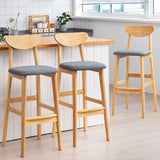 Nordic Style Wood Barstool 30-inch Legs Bar Stool with Velvet Upholstered Clearhalo 'Bar Furniture' 'Bar Stools' 'bar_stools' 'furn' 'furn_bar_stools' 'furniture_bar_stools' 'Kitchen & Dining Furniture' 'kitchen&dining_furn' 'kitchen' 'kitchen_furn' Furniture' 4321599