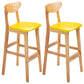 Nordic Style Wood Barstool 30-inch Legs Bar Stool with Velvet Upholstered Yellow Natural 2 Piece Set Clearhalo 'Bar Furniture' 'Bar Stools' 'bar_stools' 'furn' 'furn_bar_stools' 'furniture_bar_stools' 'Kitchen & Dining Furniture' 'kitchen&dining_furn' 'kitchen' 'kitchen_furn' Furniture' 4321608
