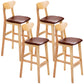 Nordic Style Wood Barstool 30-inch Legs Bar Stool with Velvet Upholstered Brown Natural 4 Piece Set Clearhalo 'Bar Furniture' 'Bar Stools' 'bar_stools' 'furn' 'furn_bar_stools' 'furniture_bar_stools' 'Kitchen & Dining Furniture' 'kitchen&dining_furn' 'kitchen' 'kitchen_furn' Furniture' 4321615