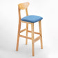 Nordic Style Wood Barstool 30-inch Legs Bar Stool with Velvet Upholstered Blue Natural 1 Piece Clearhalo 'Bar Furniture' 'Bar Stools' 'bar_stools' 'furn' 'furn_bar_stools' 'furniture_bar_stools' 'Kitchen & Dining Furniture' 'kitchen&dining_furn' 'kitchen' 'kitchen_furn' Furniture' 4321619