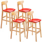 Nordic Style Wood Barstool 30-inch Legs Bar Stool with Velvet Upholstered Red Natural 4 Piece Set Clearhalo 'Bar Furniture' 'Bar Stools' 'bar_stools' 'furn' 'furn_bar_stools' 'furniture_bar_stools' 'Kitchen & Dining Furniture' 'kitchen&dining_furn' 'kitchen' 'kitchen_furn' Furniture' 4321624