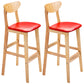 Nordic Style Wood Barstool 30-inch Legs Bar Stool with Velvet Upholstered Red Natural 2 Piece Set Clearhalo 'Bar Furniture' 'Bar Stools' 'bar_stools' 'furn' 'furn_bar_stools' 'furniture_bar_stools' 'Kitchen & Dining Furniture' 'kitchen&dining_furn' 'kitchen' 'kitchen_furn' Furniture' 4321626