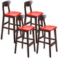 Nordic Style Wood Barstool 30-inch Legs Bar Stool with Velvet Upholstered Red Brown 4 Piece Set Clearhalo 'Bar Furniture' 'Bar Stools' 'bar_stools' 'furn' 'furn_bar_stools' 'furniture_bar_stools' 'Kitchen & Dining Furniture' 'kitchen&dining_furn' 'kitchen' 'kitchen_furn' Furniture' 4321627