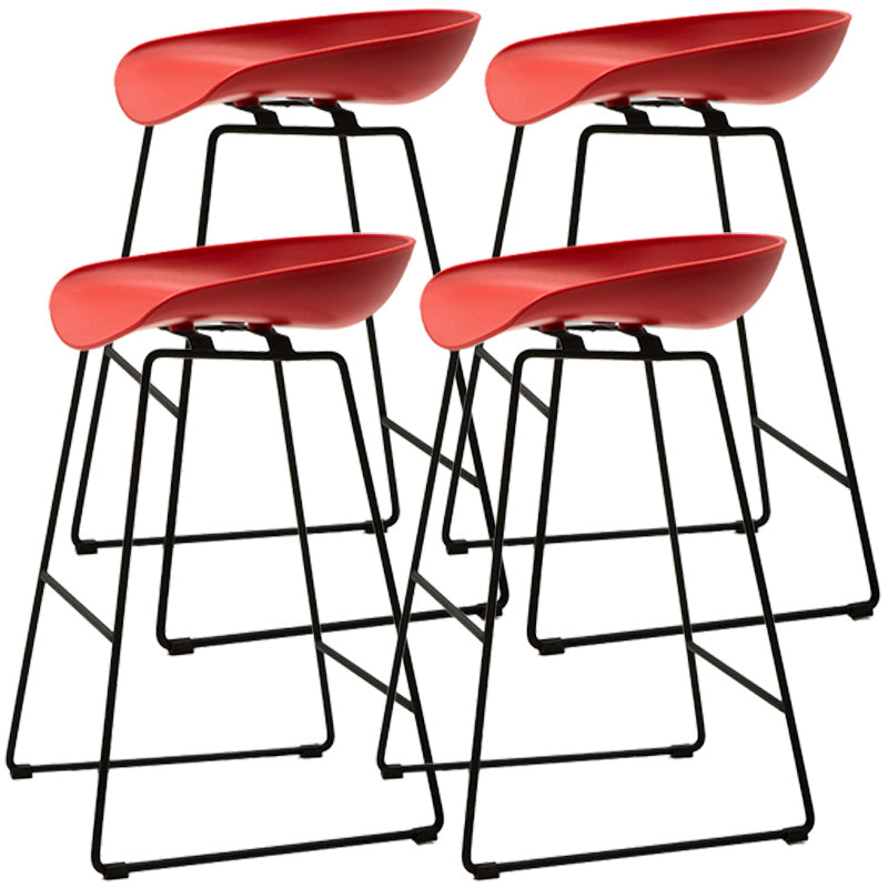 Scandinavian Style Bar-stool with Bucket Seat Counter Chair for Kitchen Bar Red 4 Piece Set Counter Stool(26"H) Clearhalo 'Bar Furniture' 'Bar Stools' 'bar_stools' 'furn' 'furn_bar_stools' 'furniture_bar_stools' 'Kitchen & Dining Furniture' 'kitchen&dining_furn' 'kitchen' 'kitchen_furn' Furniture' 4321683