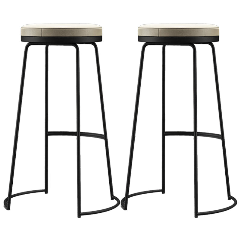 Scandinavian Style Bar-stool Round Leather Seat Counter Chair for Kitchen Bar Black 2 Piece Set Clearhalo 'Bar Furniture' 'Bar Stools' 'bar_stools' 'furn' 'furn_bar_stools' 'furniture_bar_stools' 'Kitchen & Dining Furniture' 'kitchen&dining_furn' 'kitchen' 'kitchen_furn' Furniture' 4321721
