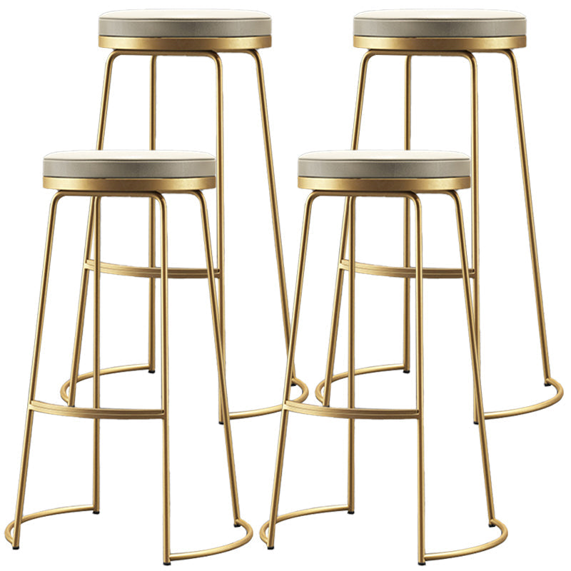 Scandinavian Style Bar-stool Round Leather Seat Counter Chair for Kitchen Bar Gold 4 Piece Set Clearhalo 'Bar Furniture' 'Bar Stools' 'bar_stools' 'furn' 'furn_bar_stools' 'furniture_bar_stools' 'Kitchen & Dining Furniture' 'kitchen&dining_furn' 'kitchen' 'kitchen_furn' Furniture' 4321723