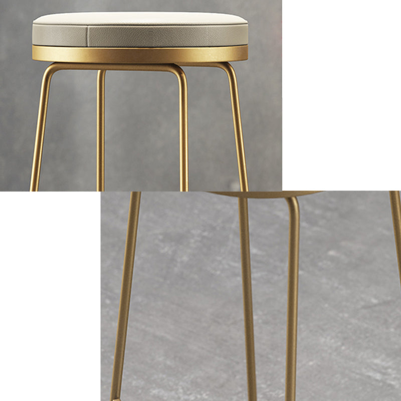 Scandinavian Style Bar-stool Round Leather Seat Counter Chair for Kitchen Bar Clearhalo 'Bar Furniture' 'Bar Stools' 'bar_stools' 'furn' 'furn_bar_stools' 'furniture_bar_stools' 'Kitchen & Dining Furniture' 'kitchen&dining_furn' 'kitchen' 'kitchen_furn' Furniture' 4321724