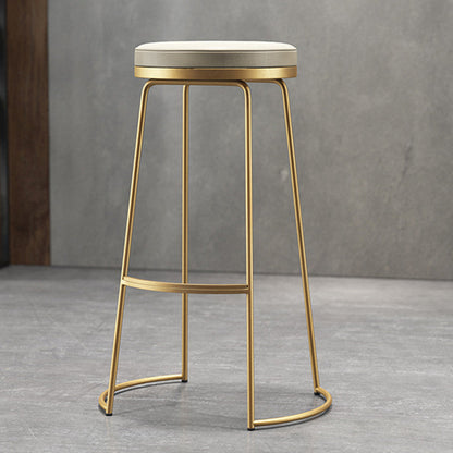 Scandinavian Style Bar-stool Round Leather Seat Counter Chair for Kitchen Bar Gold 1 Piece Clearhalo 'Bar Furniture' 'Bar Stools' 'bar_stools' 'furn' 'furn_bar_stools' 'furniture_bar_stools' 'Kitchen & Dining Furniture' 'kitchen&dining_furn' 'kitchen' 'kitchen_furn' Furniture' 4321725