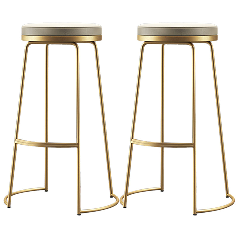 Scandinavian Style Bar-stool Round Leather Seat Counter Chair for Kitchen Bar Gold 2 Piece Set Clearhalo 'Bar Furniture' 'Bar Stools' 'bar_stools' 'furn' 'furn_bar_stools' 'furniture_bar_stools' 'Kitchen & Dining Furniture' 'kitchen&dining_furn' 'kitchen' 'kitchen_furn' Furniture' 4321727