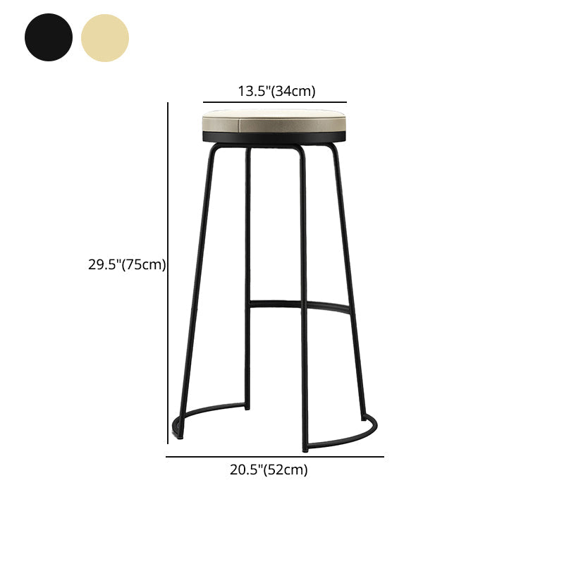 Scandinavian Style Bar-stool Round Leather Seat Counter Chair for Kitchen Bar Clearhalo 'Bar Furniture' 'Bar Stools' 'bar_stools' 'furn' 'furn_bar_stools' 'furniture_bar_stools' 'Kitchen & Dining Furniture' 'kitchen&dining_furn' 'kitchen' 'kitchen_furn' Furniture' 4321732