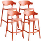 Scandinavian Style PP Bar-stool Square Seat Counter Chair for Kitchen Bar Red 4 Piece Set Counter Stool(26"H) Clearhalo 'Bar Furniture' 'Bar Stools' 'bar_stools' 'furn' 'furn_bar_stools' 'furniture_bar_stools' 'Kitchen & Dining Furniture' 'kitchen&dining_furn' 'kitchen' 'kitchen_furn' Furniture' 4321735