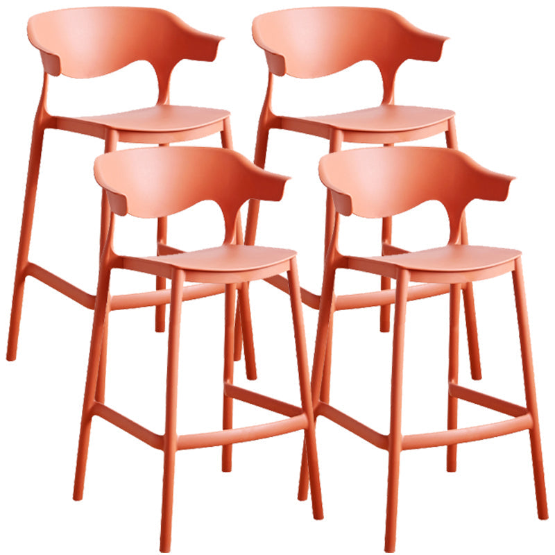 Scandinavian Style PP Bar-stool Square Seat Counter Chair for Kitchen Bar Red 4 Piece Set Counter Stool(26"H) Clearhalo 'Bar Furniture' 'Bar Stools' 'bar_stools' 'furn' 'furn_bar_stools' 'furniture_bar_stools' 'Kitchen & Dining Furniture' 'kitchen&dining_furn' 'kitchen' 'kitchen_furn' Furniture' 4321735