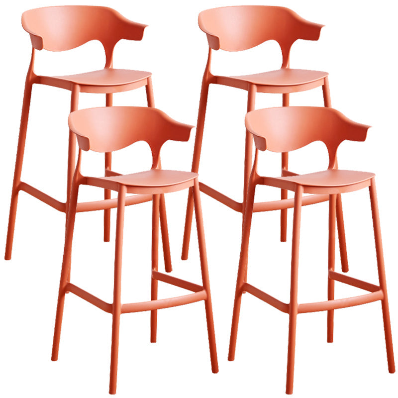 Scandinavian Style PP Bar-stool Square Seat Counter Chair for Kitchen Bar Red 4 Piece Set Bar Stool(30"H) Clearhalo 'Bar Furniture' 'Bar Stools' 'bar_stools' 'furn' 'furn_bar_stools' 'furniture_bar_stools' 'Kitchen & Dining Furniture' 'kitchen&dining_furn' 'kitchen' 'kitchen_furn' Furniture' 4321740