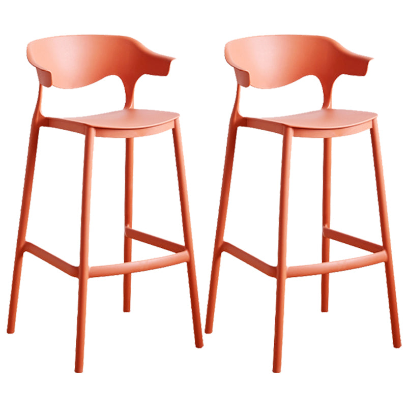 Scandinavian Style PP Bar-stool Square Seat Counter Chair for Kitchen Bar Red 2 Piece Set Bar Stool(30"H) Clearhalo 'Bar Furniture' 'Bar Stools' 'bar_stools' 'furn' 'furn_bar_stools' 'furniture_bar_stools' 'Kitchen & Dining Furniture' 'kitchen&dining_furn' 'kitchen' 'kitchen_furn' Furniture' 4321745
