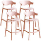Scandinavian Style PP Bar-stool Square Seat Counter Chair for Kitchen Bar Pink 4 Piece Set Counter Stool(26"H) Clearhalo 'Bar Furniture' 'Bar Stools' 'bar_stools' 'furn' 'furn_bar_stools' 'furniture_bar_stools' 'Kitchen & Dining Furniture' 'kitchen&dining_furn' 'kitchen' 'kitchen_furn' Furniture' 4321776