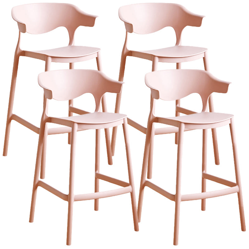 Scandinavian Style PP Bar-stool Square Seat Counter Chair for Kitchen Bar Pink 4 Piece Set Counter Stool(26"H) Clearhalo 'Bar Furniture' 'Bar Stools' 'bar_stools' 'furn' 'furn_bar_stools' 'furniture_bar_stools' 'Kitchen & Dining Furniture' 'kitchen&dining_furn' 'kitchen' 'kitchen_furn' Furniture' 4321776
