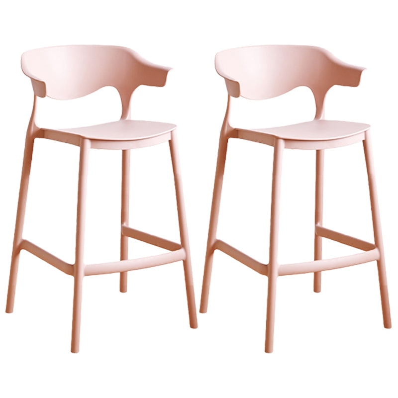 Scandinavian Style PP Bar-stool Square Seat Counter Chair for Kitchen Bar Pink 2 Piece Set Counter Stool(26"H) Clearhalo 'Bar Furniture' 'Bar Stools' 'bar_stools' 'furn' 'furn_bar_stools' 'furniture_bar_stools' 'Kitchen & Dining Furniture' 'kitchen&dining_furn' 'kitchen' 'kitchen_furn' Furniture' 4321778