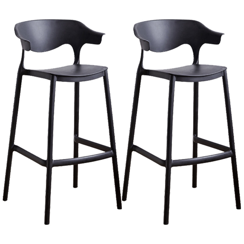 Scandinavian Style PP Bar-stool Square Seat Counter Chair for Kitchen Bar Black 2 Piece Set Bar Stool(30"H) Clearhalo 'Bar Furniture' 'Bar Stools' 'bar_stools' 'furn' 'furn_bar_stools' 'furniture_bar_stools' 'Kitchen & Dining Furniture' 'kitchen&dining_furn' 'kitchen' 'kitchen_furn' Furniture' 4321793