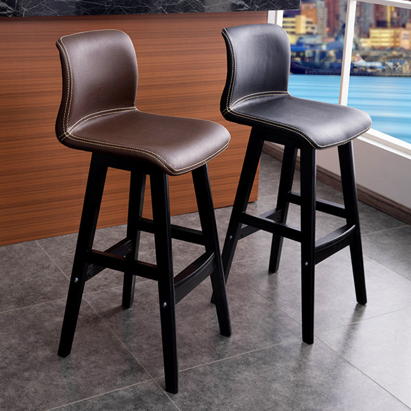 Scandinavian Style Bar-stool Square Leather Seat Counter Chair for Kitchen Bar Clearhalo 'Bar Furniture' 'Bar Stools' 'bar_stools' 'furn' 'furn_bar_stools' 'furniture_bar_stools' 'Kitchen & Dining Furniture' 'kitchen&dining_furn' 'kitchen' 'kitchen_furn' Furniture' 4321802