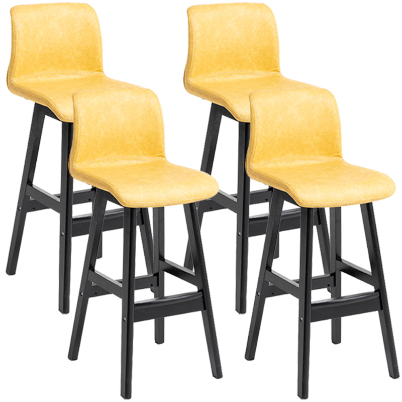 Scandinavian Style Bar-stool Square Leather Seat Counter Chair for Kitchen Bar Yellow Black 4 Piece Set Clearhalo 'Bar Furniture' 'Bar Stools' 'bar_stools' 'furn' 'furn_bar_stools' 'furniture_bar_stools' 'Kitchen & Dining Furniture' 'kitchen&dining_furn' 'kitchen' 'kitchen_furn' Furniture' 4321803