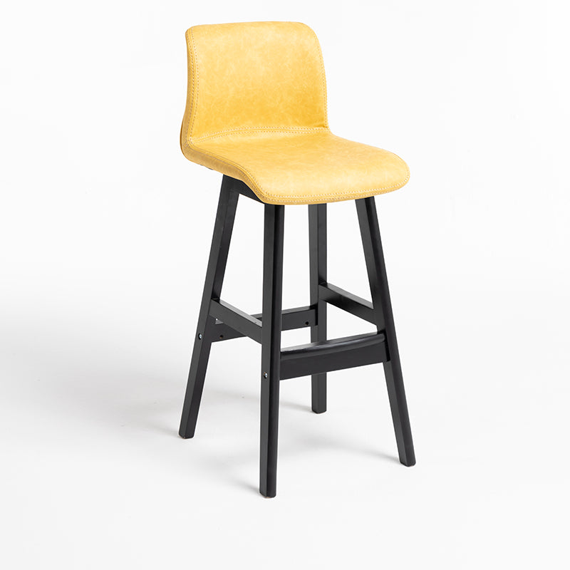 Scandinavian Style Bar-stool Square Leather Seat Counter Chair for Kitchen Bar Yellow Black 1 Piece Clearhalo 'Bar Furniture' 'Bar Stools' 'bar_stools' 'furn' 'furn_bar_stools' 'furniture_bar_stools' 'Kitchen & Dining Furniture' 'kitchen&dining_furn' 'kitchen' 'kitchen_furn' Furniture' 4321804
