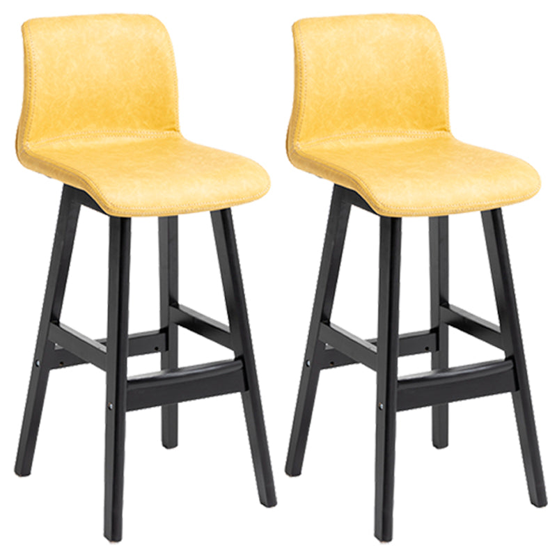 Scandinavian Style Bar-stool Square Leather Seat Counter Chair for Kitchen Bar Yellow Black 2 Piece Set Clearhalo 'Bar Furniture' 'Bar Stools' 'bar_stools' 'furn' 'furn_bar_stools' 'furniture_bar_stools' 'Kitchen & Dining Furniture' 'kitchen&dining_furn' 'kitchen' 'kitchen_furn' Furniture' 4321807