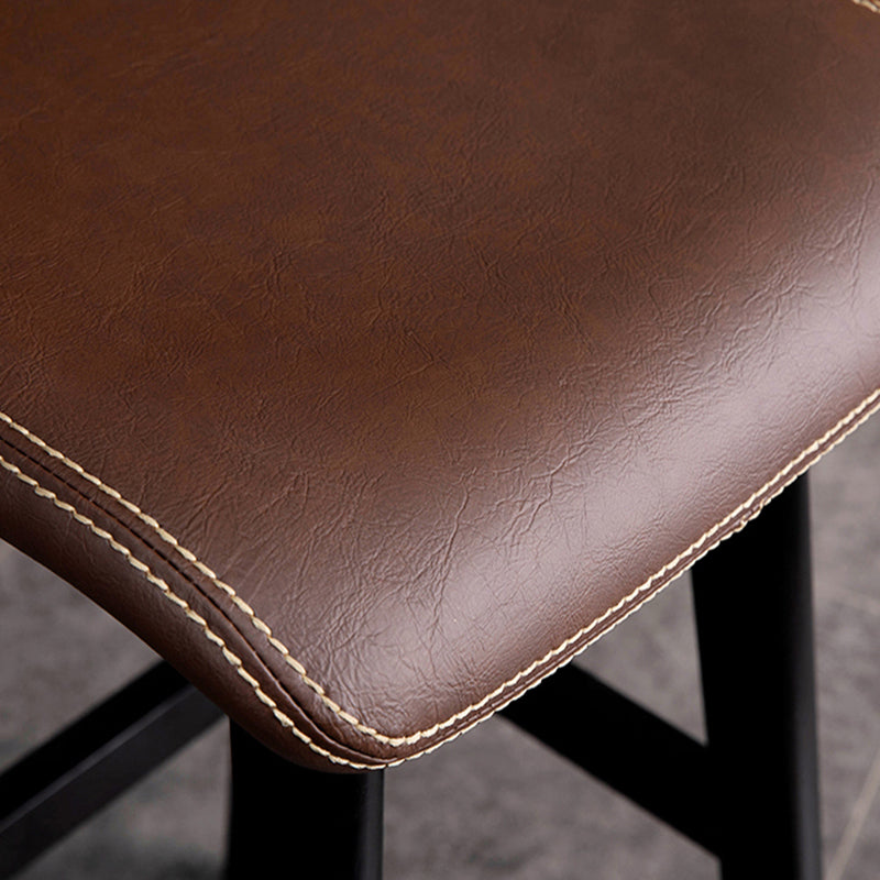 Scandinavian Style Bar-stool Square Leather Seat Counter Chair for Kitchen Bar Clearhalo 'Bar Furniture' 'Bar Stools' 'bar_stools' 'furn' 'furn_bar_stools' 'furniture_bar_stools' 'Kitchen & Dining Furniture' 'kitchen&dining_furn' 'kitchen' 'kitchen_furn' Furniture' 4321808