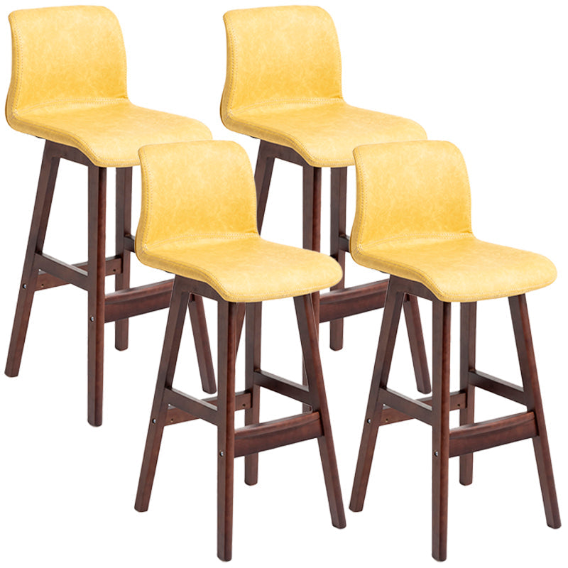Scandinavian Style Bar-stool Square Leather Seat Counter Chair for Kitchen Bar Yellow Brown 4 Piece Set Clearhalo 'Bar Furniture' 'Bar Stools' 'bar_stools' 'furn' 'furn_bar_stools' 'furniture_bar_stools' 'Kitchen & Dining Furniture' 'kitchen&dining_furn' 'kitchen' 'kitchen_furn' Furniture' 4321809