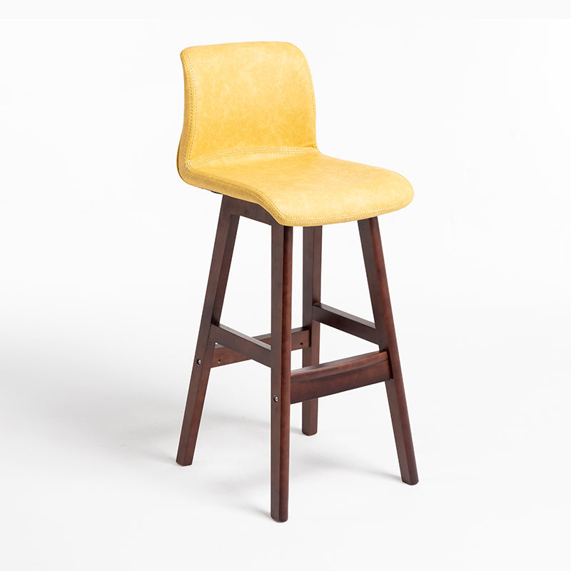 Scandinavian Style Bar-stool Square Leather Seat Counter Chair for Kitchen Bar Yellow Brown 1 Piece Clearhalo 'Bar Furniture' 'Bar Stools' 'bar_stools' 'furn' 'furn_bar_stools' 'furniture_bar_stools' 'Kitchen & Dining Furniture' 'kitchen&dining_furn' 'kitchen' 'kitchen_furn' Furniture' 4321811