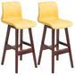 Scandinavian Style Bar-stool Square Leather Seat Counter Chair for Kitchen Bar Yellow Brown 2 Piece Set Clearhalo 'Bar Furniture' 'Bar Stools' 'bar_stools' 'furn' 'furn_bar_stools' 'furniture_bar_stools' 'Kitchen & Dining Furniture' 'kitchen&dining_furn' 'kitchen' 'kitchen_furn' Furniture' 4321813