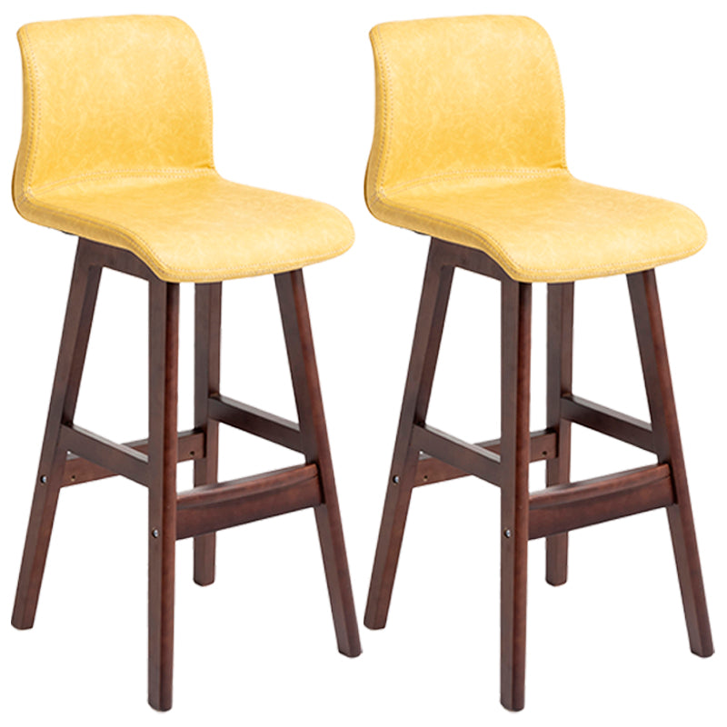 Scandinavian Style Bar-stool Square Leather Seat Counter Chair for Kitchen Bar Yellow Brown 2 Piece Set Clearhalo 'Bar Furniture' 'Bar Stools' 'bar_stools' 'furn' 'furn_bar_stools' 'furniture_bar_stools' 'Kitchen & Dining Furniture' 'kitchen&dining_furn' 'kitchen' 'kitchen_furn' Furniture' 4321813