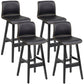 Scandinavian Style Bar-stool Square Leather Seat Counter Chair for Kitchen Bar Black Black 4 Piece Set Clearhalo 'Bar Furniture' 'Bar Stools' 'bar_stools' 'furn' 'furn_bar_stools' 'furniture_bar_stools' 'Kitchen & Dining Furniture' 'kitchen&dining_furn' 'kitchen' 'kitchen_furn' Furniture' 4321814