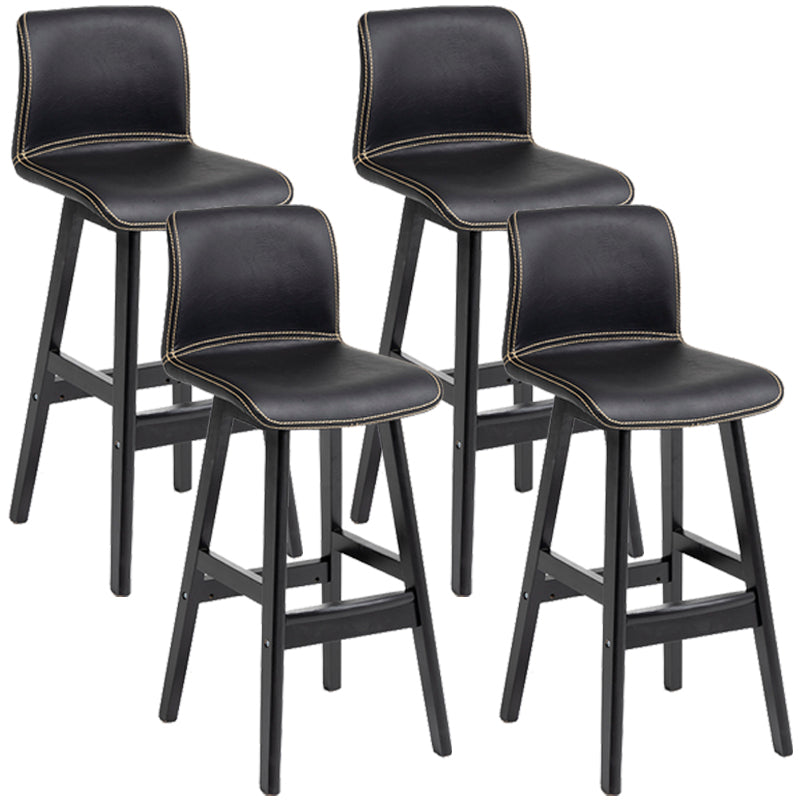 Scandinavian Style Bar-stool Square Leather Seat Counter Chair for Kitchen Bar Black Black 4 Piece Set Clearhalo 'Bar Furniture' 'Bar Stools' 'bar_stools' 'furn' 'furn_bar_stools' 'furniture_bar_stools' 'Kitchen & Dining Furniture' 'kitchen&dining_furn' 'kitchen' 'kitchen_furn' Furniture' 4321814