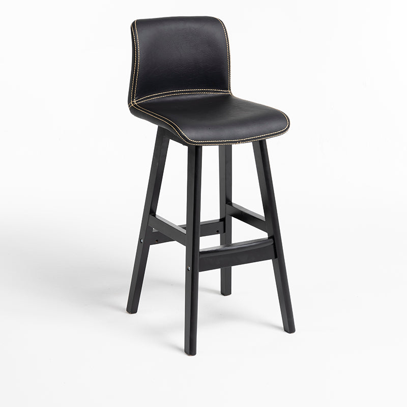 Scandinavian Style Bar-stool Square Leather Seat Counter Chair for Kitchen Bar Black Black 1 Piece Clearhalo 'Bar Furniture' 'Bar Stools' 'bar_stools' 'furn' 'furn_bar_stools' 'furniture_bar_stools' 'Kitchen & Dining Furniture' 'kitchen&dining_furn' 'kitchen' 'kitchen_furn' Furniture' 4321816