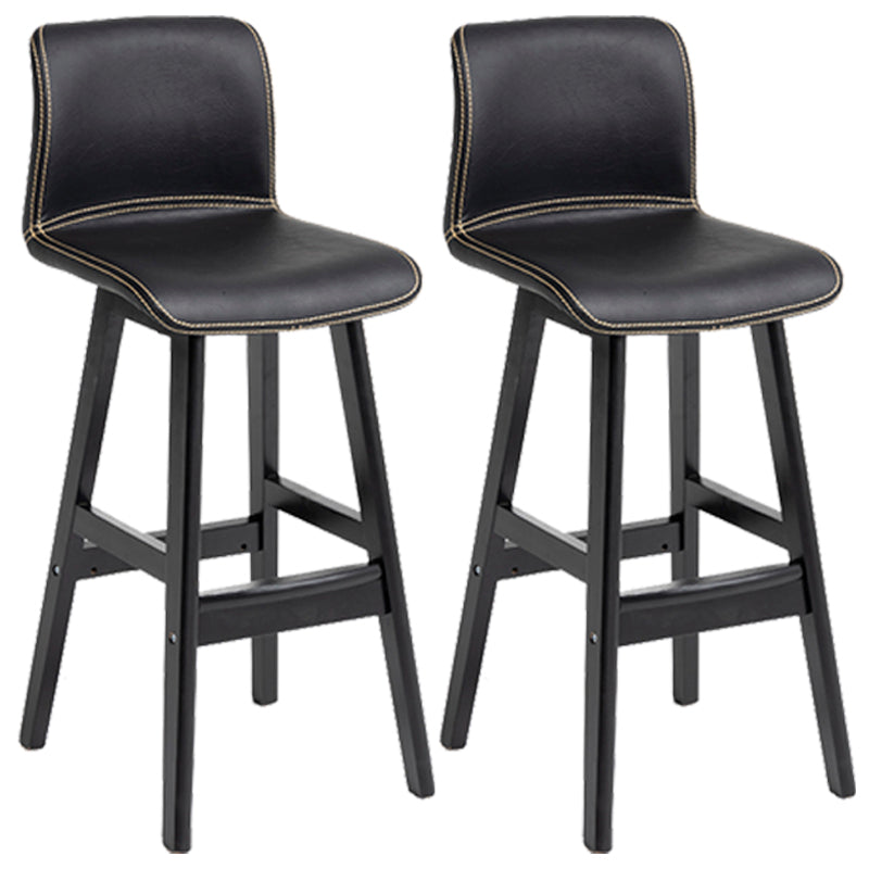 Scandinavian Style Bar-stool Square Leather Seat Counter Chair for Kitchen Bar Black Black 2 Piece Set Clearhalo 'Bar Furniture' 'Bar Stools' 'bar_stools' 'furn' 'furn_bar_stools' 'furniture_bar_stools' 'Kitchen & Dining Furniture' 'kitchen&dining_furn' 'kitchen' 'kitchen_furn' Furniture' 4321818
