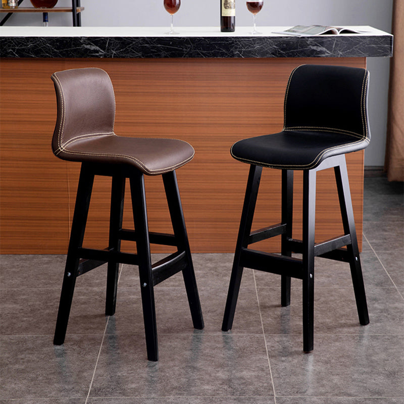 Scandinavian Style Bar-stool Square Leather Seat Counter Chair for Kitchen Bar Clearhalo 'Bar Furniture' 'Bar Stools' 'bar_stools' 'furn' 'furn_bar_stools' 'furniture_bar_stools' 'Kitchen & Dining Furniture' 'kitchen&dining_furn' 'kitchen' 'kitchen_furn' Furniture' 4321819