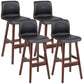 Scandinavian Style Bar-stool Square Leather Seat Counter Chair for Kitchen Bar Black Brown 4 Piece Set Clearhalo 'Bar Furniture' 'Bar Stools' 'bar_stools' 'furn' 'furn_bar_stools' 'furniture_bar_stools' 'Kitchen & Dining Furniture' 'kitchen&dining_furn' 'kitchen' 'kitchen_furn' Furniture' 4321820