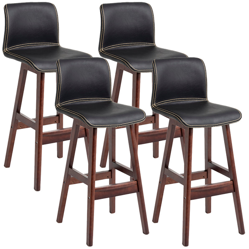 Scandinavian Style Bar-stool Square Leather Seat Counter Chair for Kitchen Bar Black Brown 4 Piece Set Clearhalo 'Bar Furniture' 'Bar Stools' 'bar_stools' 'furn' 'furn_bar_stools' 'furniture_bar_stools' 'Kitchen & Dining Furniture' 'kitchen&dining_furn' 'kitchen' 'kitchen_furn' Furniture' 4321820