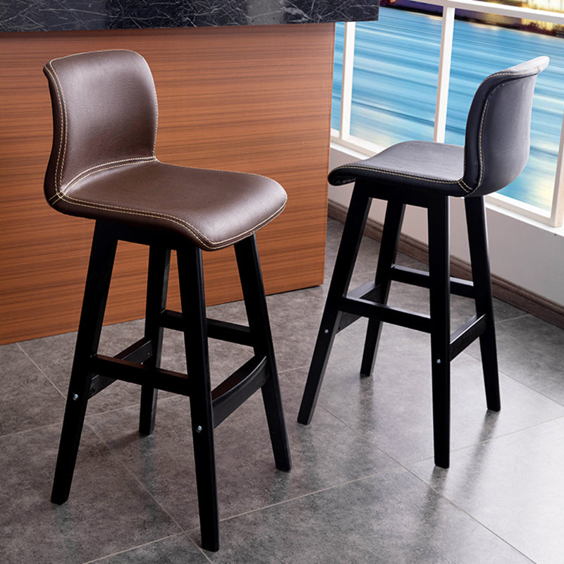 Scandinavian Style Bar-stool Square Leather Seat Counter Chair for Kitchen Bar Clearhalo 'Bar Furniture' 'Bar Stools' 'bar_stools' 'furn' 'furn_bar_stools' 'furniture_bar_stools' 'Kitchen & Dining Furniture' 'kitchen&dining_furn' 'kitchen' 'kitchen_furn' Furniture' 4321821