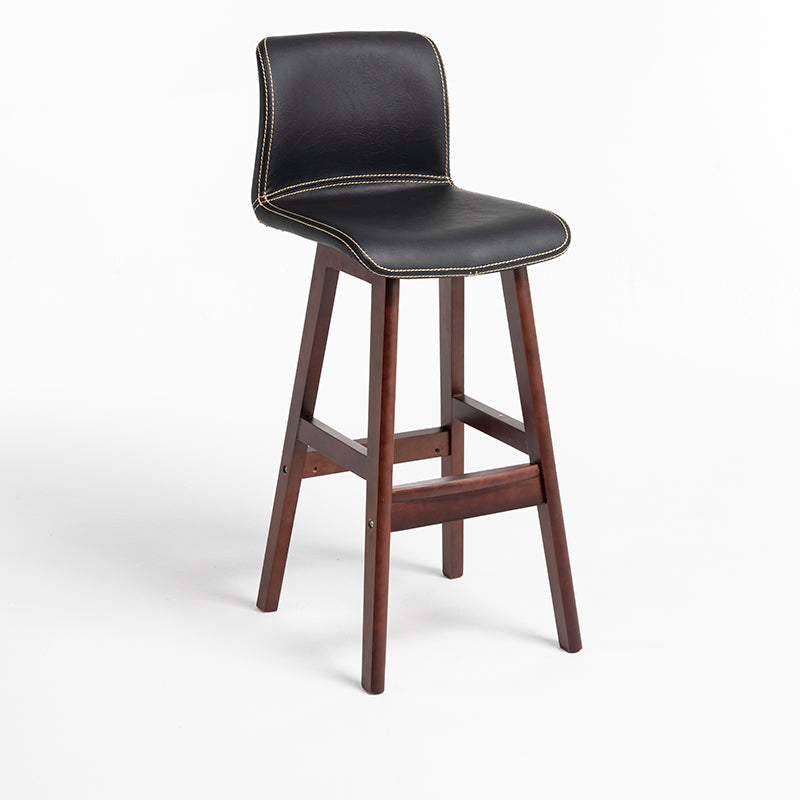 Scandinavian Style Bar-stool Square Leather Seat Counter Chair for Kitchen Bar Black Brown 1 Piece Clearhalo 'Bar Furniture' 'Bar Stools' 'bar_stools' 'furn' 'furn_bar_stools' 'furniture_bar_stools' 'Kitchen & Dining Furniture' 'kitchen&dining_furn' 'kitchen' 'kitchen_furn' Furniture' 4321822