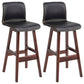 Scandinavian Style Bar-stool Square Leather Seat Counter Chair for Kitchen Bar Black Brown 2 Piece Set Clearhalo 'Bar Furniture' 'Bar Stools' 'bar_stools' 'furn' 'furn_bar_stools' 'furniture_bar_stools' 'Kitchen & Dining Furniture' 'kitchen&dining_furn' 'kitchen' 'kitchen_furn' Furniture' 4321824