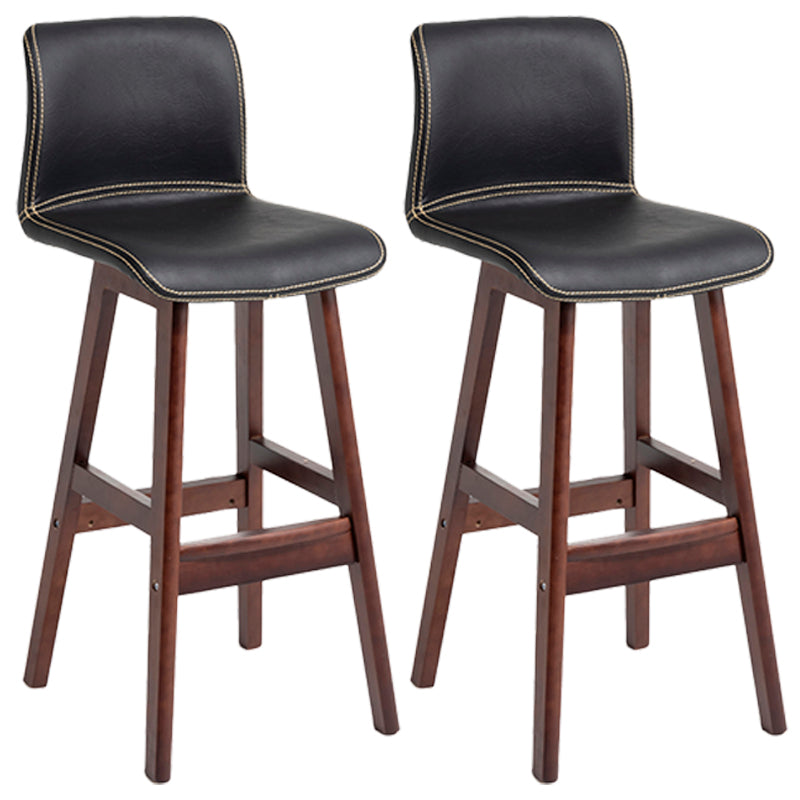 Scandinavian Style Bar-stool Square Leather Seat Counter Chair for Kitchen Bar Black Brown 2 Piece Set Clearhalo 'Bar Furniture' 'Bar Stools' 'bar_stools' 'furn' 'furn_bar_stools' 'furniture_bar_stools' 'Kitchen & Dining Furniture' 'kitchen&dining_furn' 'kitchen' 'kitchen_furn' Furniture' 4321824