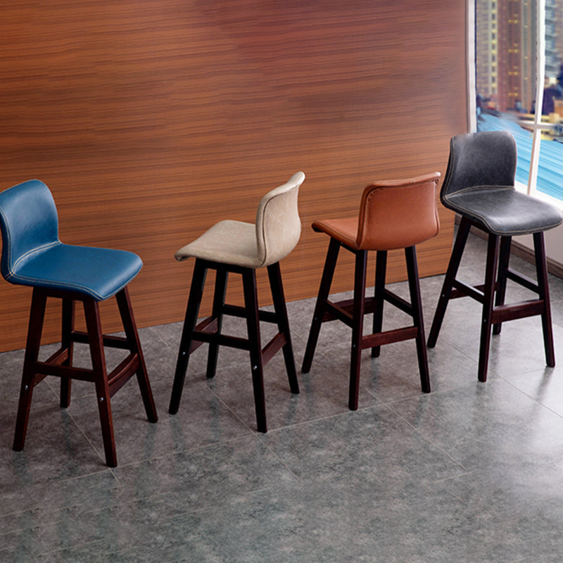 Scandinavian Style Bar-stool Square Leather Seat Counter Chair for Kitchen Bar Clearhalo 'Bar Furniture' 'Bar Stools' 'bar_stools' 'furn' 'furn_bar_stools' 'furniture_bar_stools' 'Kitchen & Dining Furniture' 'kitchen&dining_furn' 'kitchen' 'kitchen_furn' Furniture' 4321825