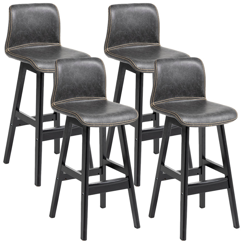Scandinavian Style Bar-stool Square Leather Seat Counter Chair for Kitchen Bar Grey Black 4 Piece Set Clearhalo 'Bar Furniture' 'Bar Stools' 'bar_stools' 'furn' 'furn_bar_stools' 'furniture_bar_stools' 'Kitchen & Dining Furniture' 'kitchen&dining_furn' 'kitchen' 'kitchen_furn' Furniture' 4321826