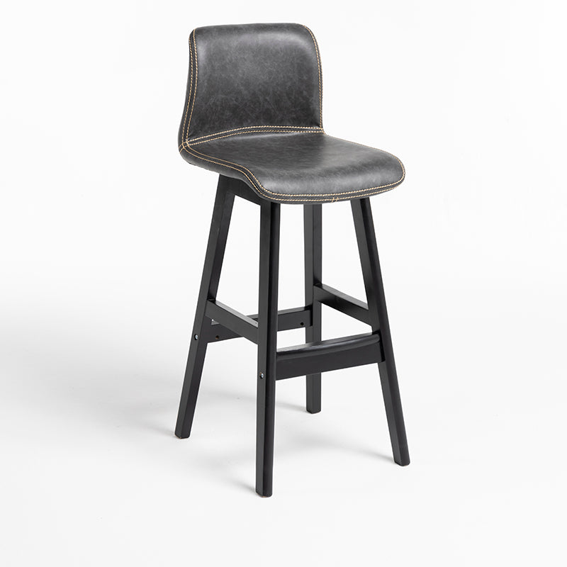 Scandinavian Style Bar-stool Square Leather Seat Counter Chair for Kitchen Bar Grey Black 1 Piece Clearhalo 'Bar Furniture' 'Bar Stools' 'bar_stools' 'furn' 'furn_bar_stools' 'furniture_bar_stools' 'Kitchen & Dining Furniture' 'kitchen&dining_furn' 'kitchen' 'kitchen_furn' Furniture' 4321827