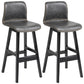 Scandinavian Style Bar-stool Square Leather Seat Counter Chair for Kitchen Bar Grey Black 2 Piece Set Clearhalo 'Bar Furniture' 'Bar Stools' 'bar_stools' 'furn' 'furn_bar_stools' 'furniture_bar_stools' 'Kitchen & Dining Furniture' 'kitchen&dining_furn' 'kitchen' 'kitchen_furn' Furniture' 4321828
